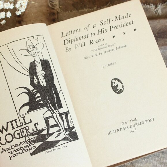 Vintage 1920s Book, Will Rogers,  Vintage 1920s Book, Will Rogers, \